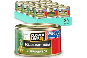Clover Leaf Solid Light Tuna in Pure Olive Oil - 17g Protein Per Serving - No Preservatives, Trace My Catch - Canned and Wild