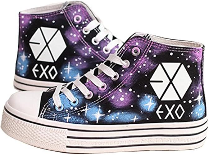 Amazon カヅキ Kaduki 星空柄 厚底 キャンパス ハイカットスニーカー 韓流グッズ 韓国アイドル 夜光スニーカー 手書き 応援グッズ コンサート 34 22cm Kaduki ハイキング トレッキングシューズ