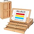 MEEDEN Large Adjustable Artist Tabletop Sketchbox Easel- Multi-Function Solid Beech Wood Storage Box Easel with 3-Drawer for Artist, Art Students & Beginners