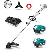 WUGEKU 40V 14" String Trimmer, .095" Dual Line, Fits Makita 18V LXT | Brushless motor, 2 x 4.0Ah Batteries, Dual charger, Bump feed, Battery Weed Wacker for Thick Brush, Dense Weeds &amp; Large Yards