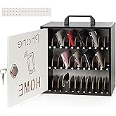 Wooden Phone Lock Box,Adjustable 33 Slots Cell Phone Holder Classroom | Echaprey cell phone storage cabinet with handle and lock, keeps desktop classroom/office phones organized, secure, manageable