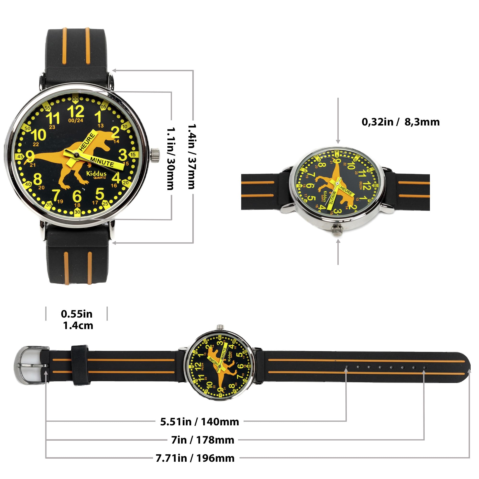 Kiddus Watches Boy and Girl Kids Ages 6-12 Analog Time Teacher with Exercises. Japanese Quartz Movement. Easy to Read and Learn Time. Girls Watches Ages 5-10