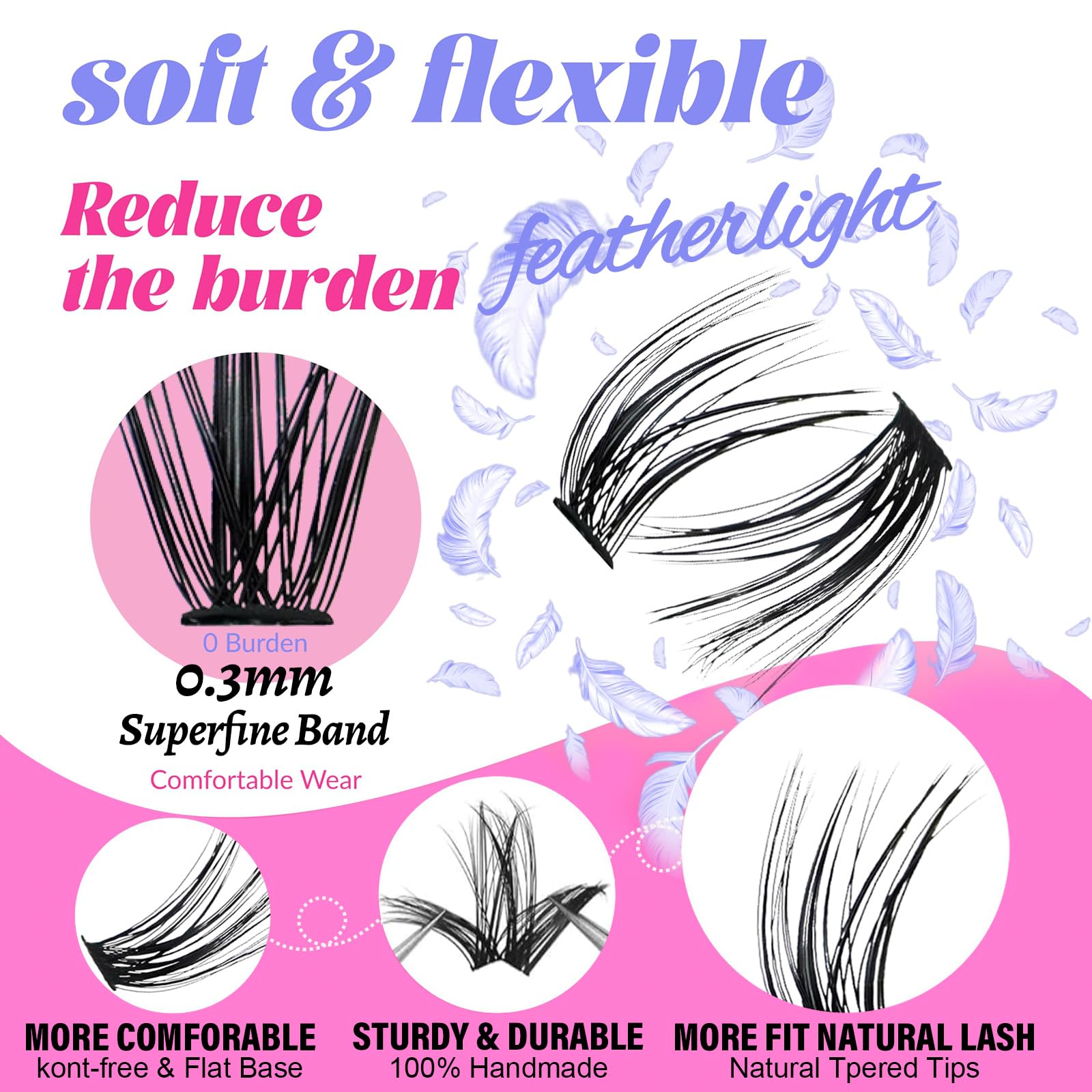 Azenlo Lash Extensions 40D+60D Cluster 240pcs DIY Lash Clusters 10-16mm Eyelash Clusters Individual Think Band Lash Kit (40D+60D Kit)