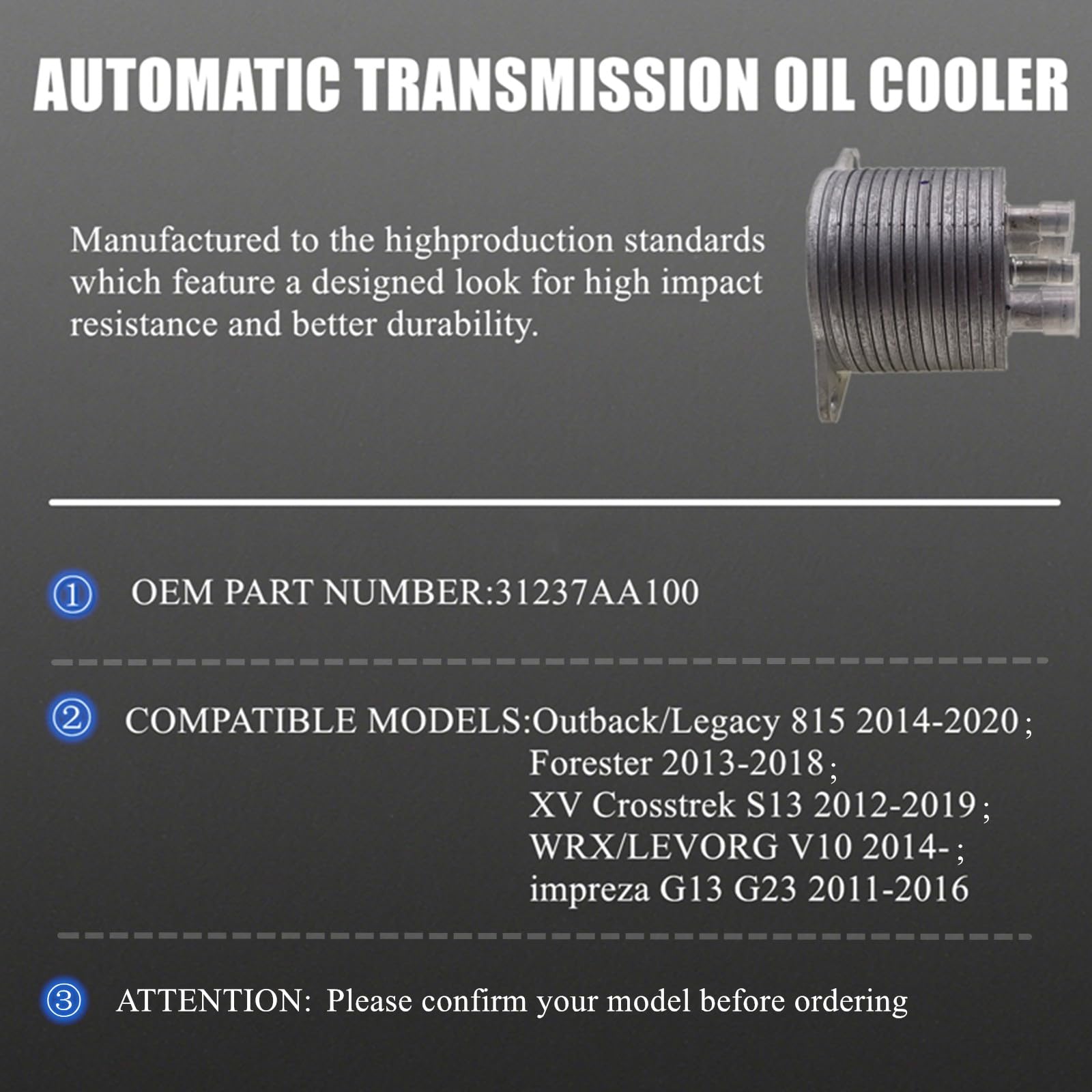 Condition photo showing New/Like New for 31237aa100 automatic transmission oil cooler compatible with subaru outback legacy b15 2014-2020 forester 2013-2018 xv crosstrek s13 2012-2019 impreza g13 g23 2011-2016 oil cooling controller kit