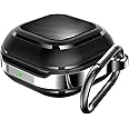 HALLEAST Galaxy Buds FE 2023/2 Pro/2/Pro/Live Case, TPU Cover Metal Alloy Carrying Case With Carabiner, Black Graphite