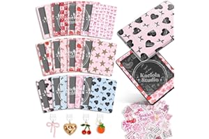KACIOLA STUDIO 24PCS Pink Bow Skin for E-Reader, and 4PCS Type C Charms for E-Reader with Scrapbook Stickers, 6.9"x4.8" Skin Front and Back Decal Inserts for Paper White 11th (Pink Bow)