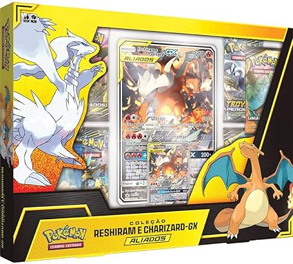 Box Pokémon Coleção Aliados Reshiram E Charizard Gx Copag