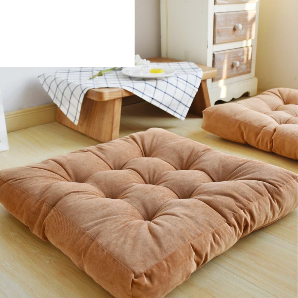 NVLKJHSFGIUJFKL Square Chair Cushion Plush Thicken Oversized Corduroy Tatami living room carpets Cushion Floor Pad Pillow Balcony Yoga-E 55x55cm(22x22inch)