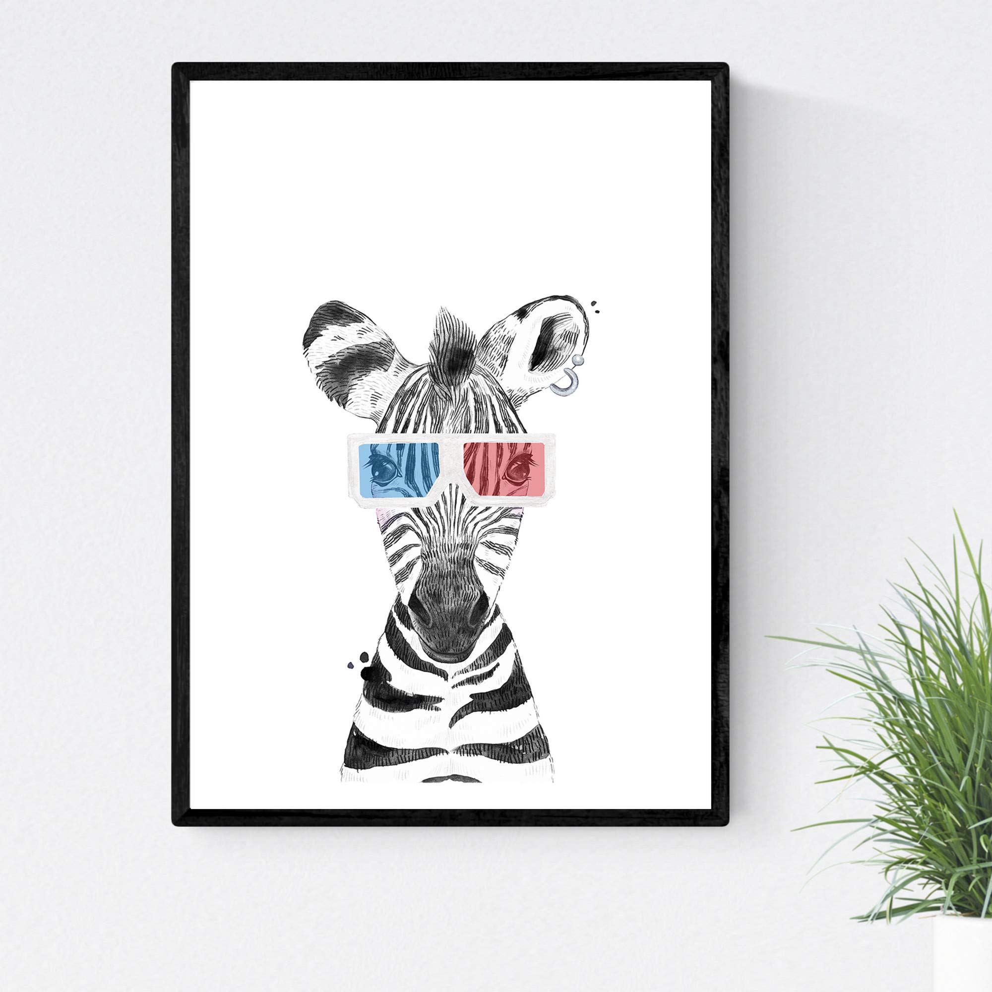 Nacnic Children Children Zebra Print Poster Children's 3D film animals Size A3 Frameless
