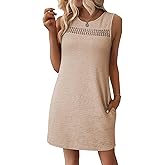 EVALESS Dresses for Women 2026 Spring Summer Casual Beach Dresses Sleeveless Cut-Out Mini Dress Crewneck Vacation Outfits