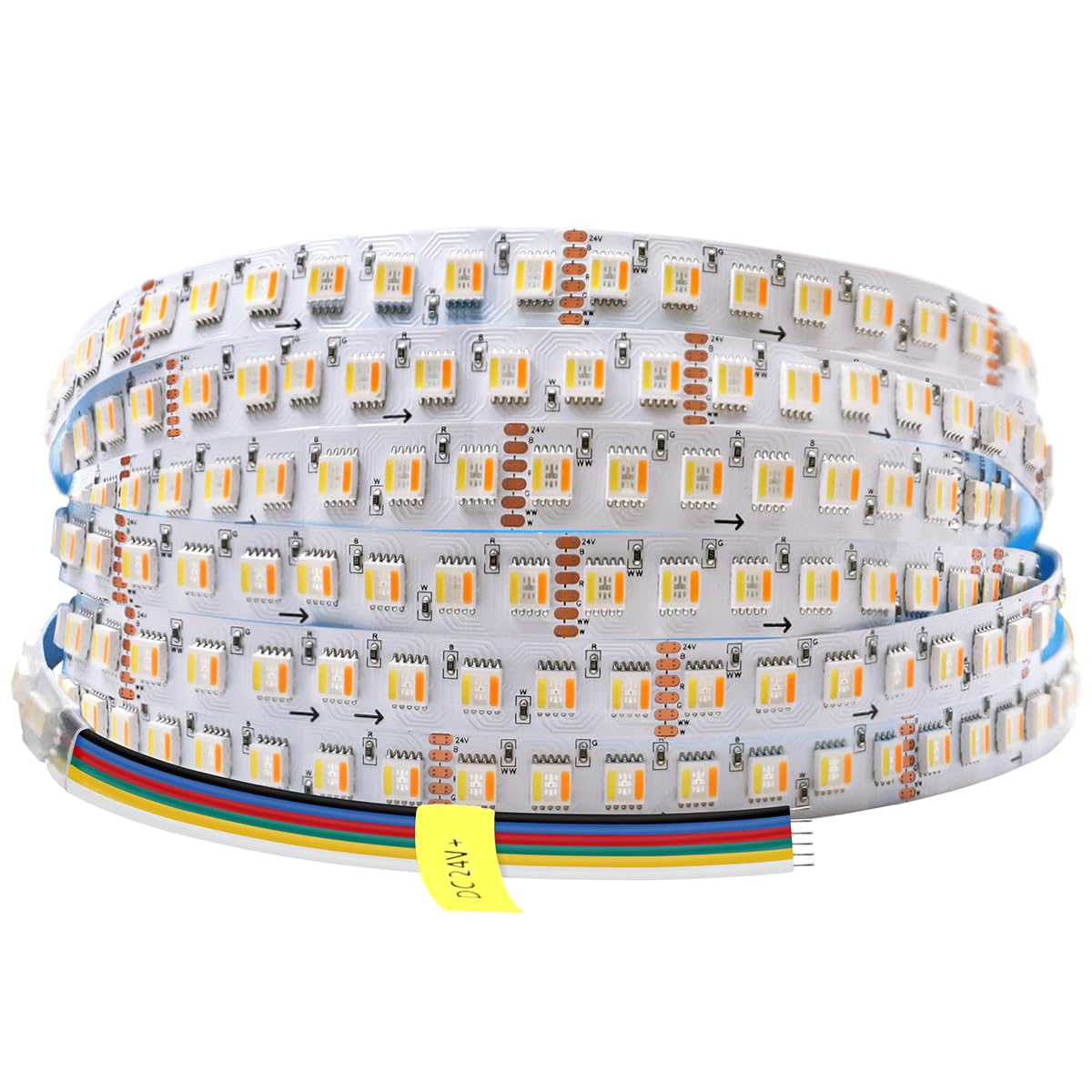 Photo 1 of SuperlightingLED 24VDC Highest Density 5-in-1 5050 RGBWW (RGB+Warm White+Daylight) 112LEDs/m Bright RGBCCT LED Strip 16.4FT Dimmable Tape Lights for Bedroom Decor (16.4Ft IP20 Non-Waterproof)