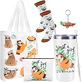 VAIPI 5 Pcs Sloth Gifts for Women Girls Sloth Stuff Include 20 Oz Sloths Stainless Steel Tumbler Canvas Bags Cute Socks Funny Keychain Birthday Christmas Gifts for Her Sloths Lover