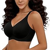 Curlady Wireless Bras for Women Supportive Lift T-Shirt Everyday Bra Push Up No Underwire Jelly Full Coverage Bralettes Black