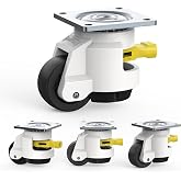 HOLKIE Leveling Casters with Ratchet Handle Design丨Total Capacity 2200 lbs | TD60丨Set of 4 丨Heavy Duty Industrial Casters with Adjustable Leveling Pads