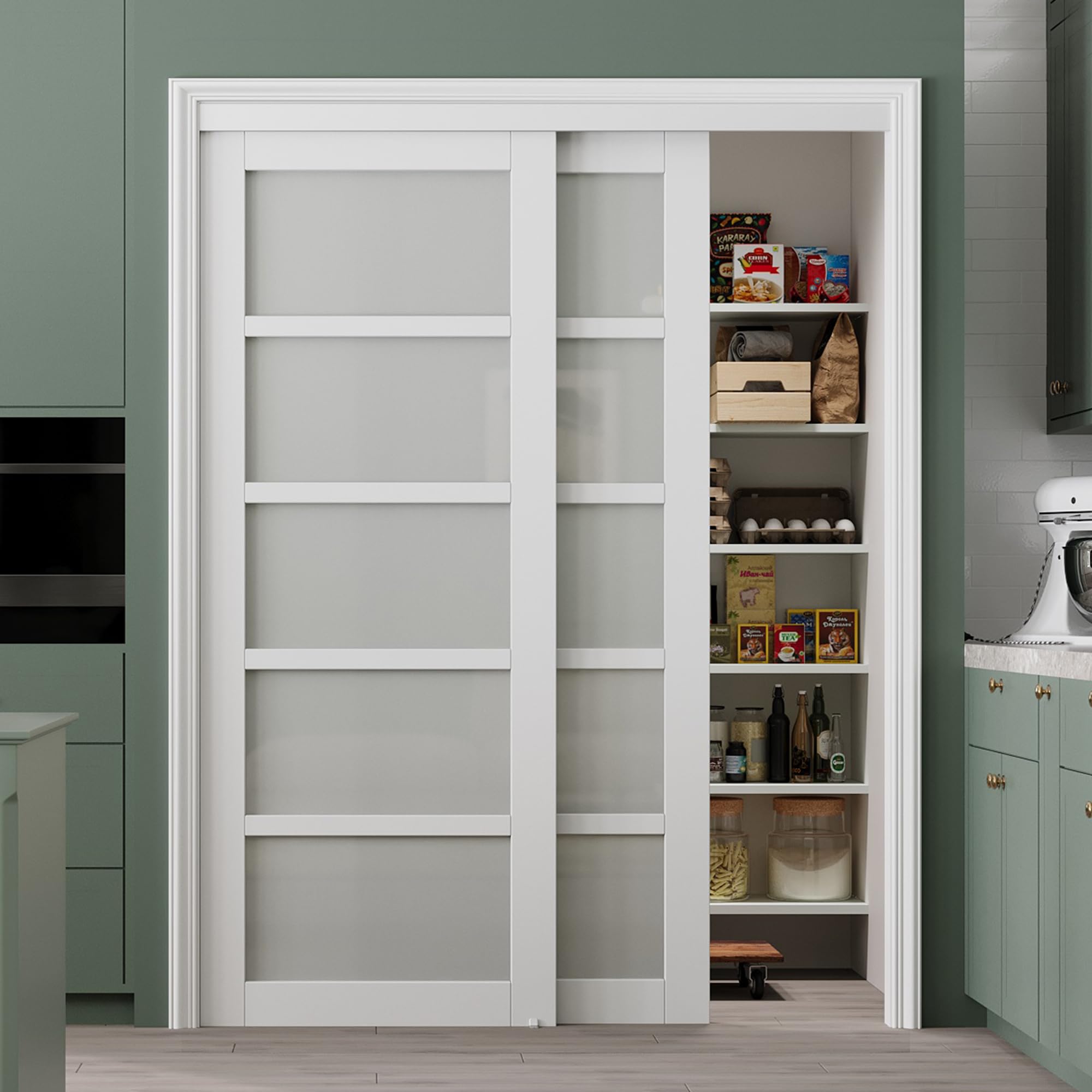AINLARRY Bypass Glass Sliding Closet Door