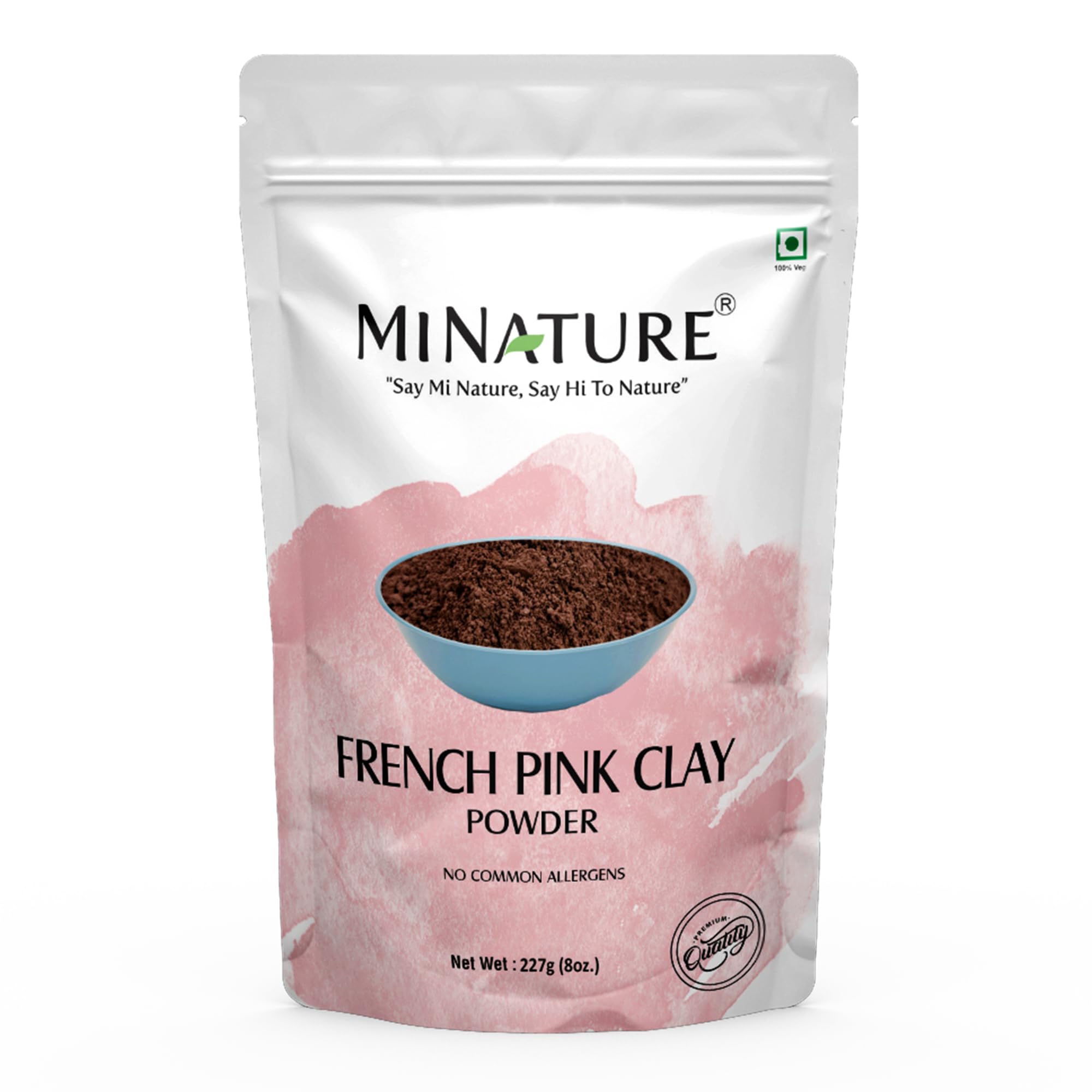 French Pink Clay powder by mi nature | 227g(8 oz) (½ pound) | Montmorillonite Pink-Clay | French Rose Clay | Face mask | 100% natural powder