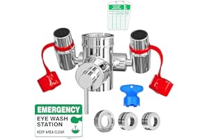 SKYWIN TidyFriend Eye Wash Kit - Faucet Mounted Emergency Eye Wash Station Sink Attachment -1x Continuous Flow Eyewash Station,3X Common Sink Adapter,2X Inspection Tag,1x Emergency Eye Wash Station Sign