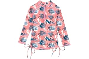 BesserBay Girl's UPF 50+ Adjustable Drawstring Rash Guard Shirt Half Zip Swim Dress Coverups 3-12 Years