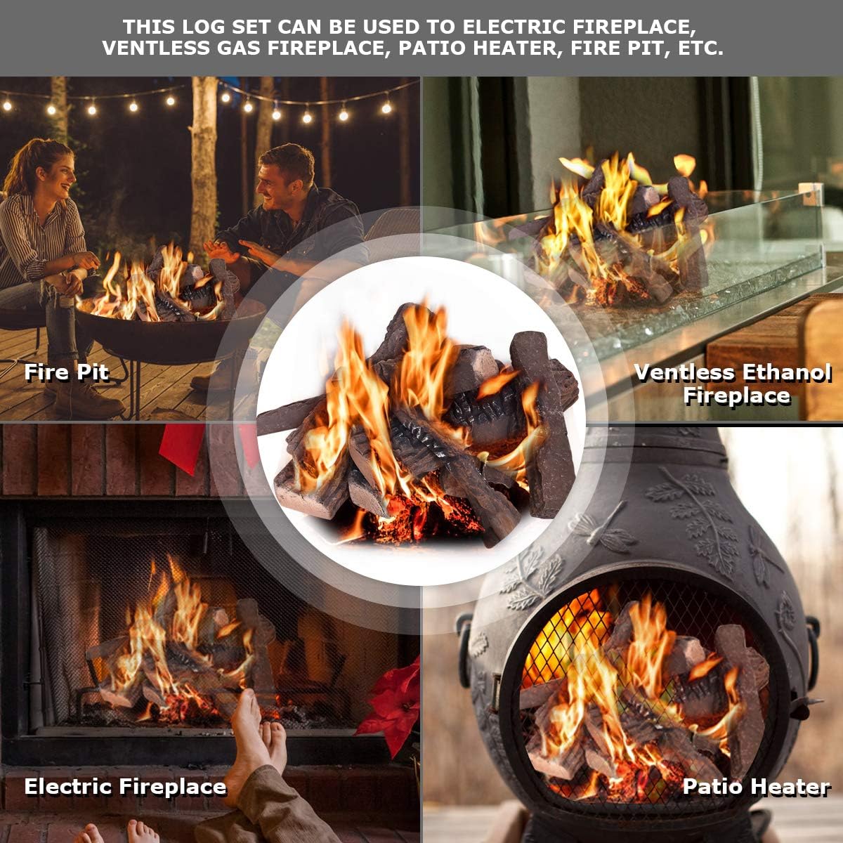 Amazon Com Goplus Ceramic Wood Gas Fireplace Log Set For Ventless