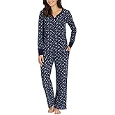 Nautica Women's 2 Piece Fleece Pajama Sleepwear Set (Blue Snow, Small)