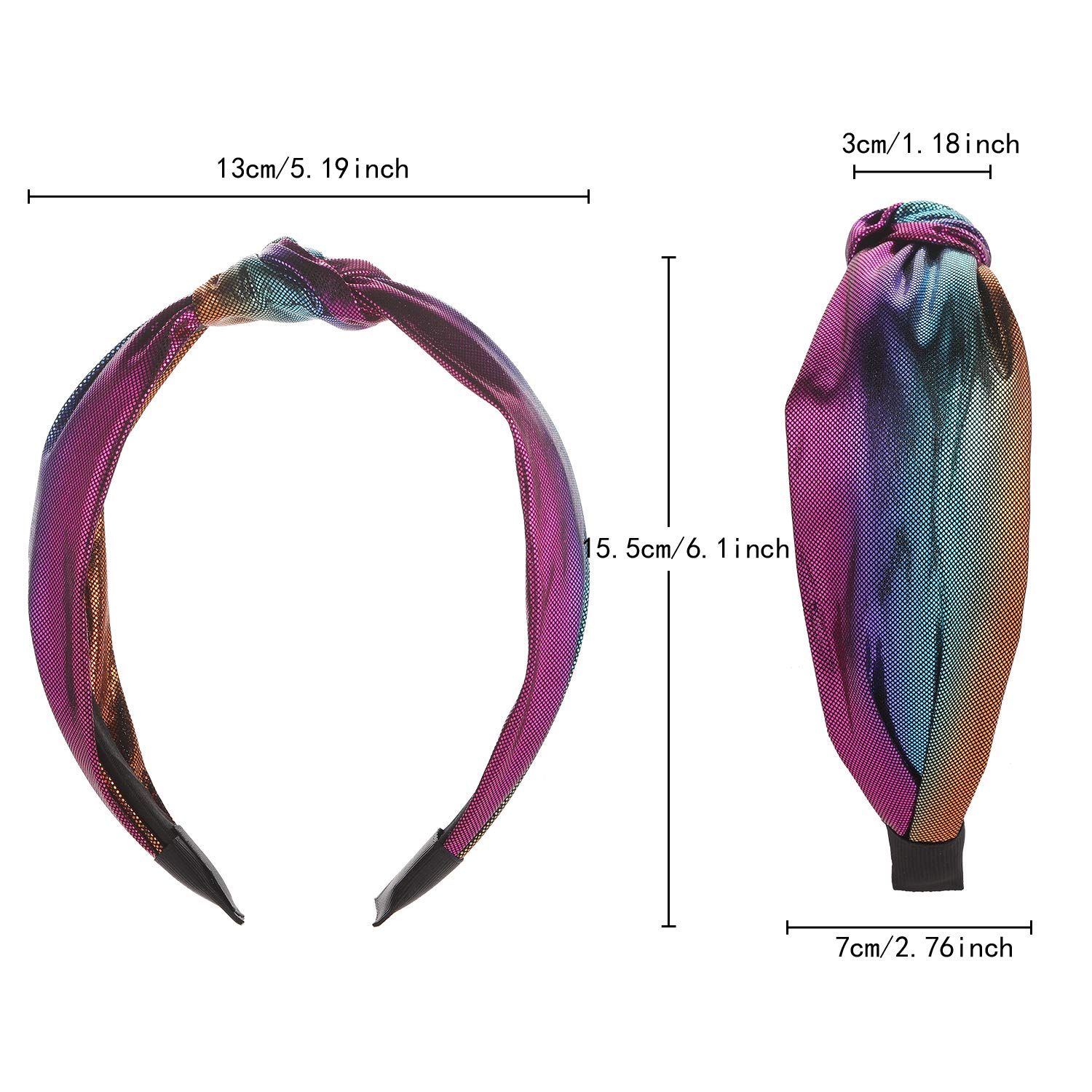 Headbands for Girls Women Teens, Funtopia 9 Pcs Shiny Metallic Headbands Colorful Mermaid Knotted Head Bands, Fashion Cross Knot Hair Bands for Dance Party Club : Beauty