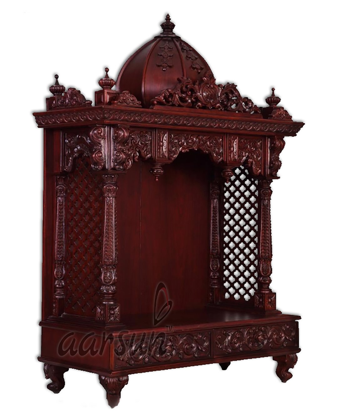 Aarsun Home Temple Handcrafted Wooden Mandir Dark Walnut Finish Front Open Amazon In Home Kitchen