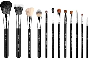 Sigma Beauty Essential Makeup Brushes Set – Professional Grade Makeup Brush Set with Premium Fibers and Sleek, Durable Handles for Face & Eyes, Includes 12 CK001 Black Makeup Brushes