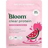 Bloom Nutrition Clear Whey Protein, Strawberry Watermelon, 10 Servings | Whey Protein Isolate with Collagen Peptides &amp; Digestive Enzymes, 20g Protein, Sugar Free Post Workout Drink Mix, 90 Calories