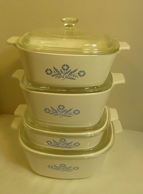 Amazon Com 8 Piece Set Vintage Corning Ware Cornflower Blue Casserole Set 1 Qt 1 1 2 Qt 1 3 4 Qt 2 1 2 Quart Baking Dishes Kitchen Dining