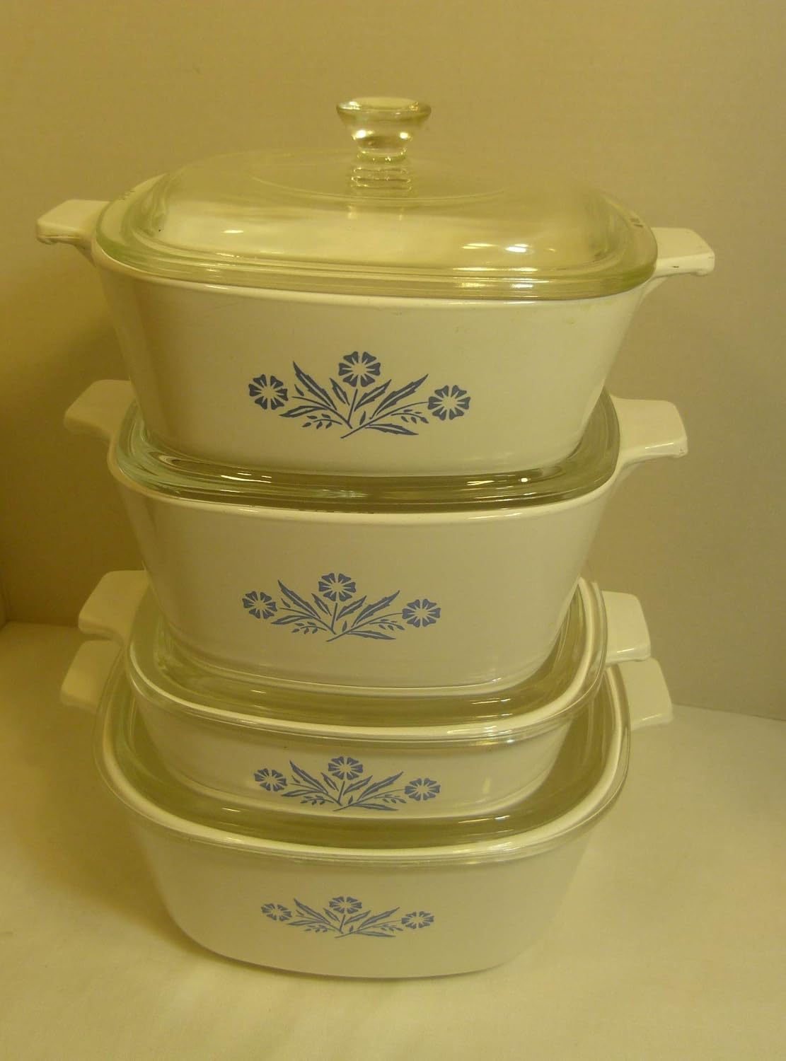 8 Piece Set - Vintage Corning Ware Cornflower Blue Casserole Set - 1 Qt, 1 1/2 Qt, 1 3/4 Qt, & 2 1/2 Quart