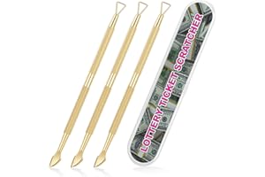 ESLINOP 3PCS Lottery Ticket Scratcher Tool, Metal Lottery Scratcher Tool, Scratch Off Tool, Lotto Scratcher Label Scraper for Lottery Ticket, Multi-Use Scraping Tool for Tickets Stickers Labels Films, Gold