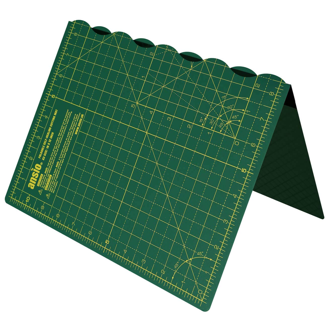 ANSIO Craft Cutting mat A3 Self Healing Foldable Cutting Mat - Quilting, Sewing, Scrapbooking, Fabric & Papercraft - Imperial 17 Inch x 11 Inch - Green