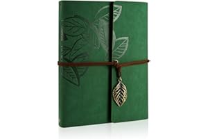 ZEEYUAN Scrapbook, Memories Scrapbook Leaf Soft Leather Album Family Books Special Christmas Gifts Birthday Gifts Unique Gift for Women(Green)