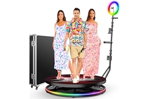 BAUHN 360 Photo Booth Machine for Parties with Ring Light Free Custom Logo Stand on Remote Control Automatic Slow Motion 360 Spin Photo Camera Booth