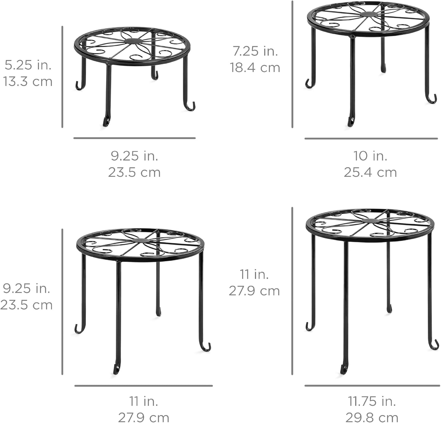 Best Choice Products Set of 4 Indoor Outdoor Metal Nesting Plant Stands, Flowerpot Holder Display Rack for Home & Garden Décor w/Starburst Design : Garden & Outdoor