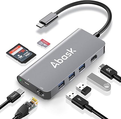 Usb C Hub Abask 8 In 1 Usb C Adapter With 4k Hdmi Amazon De Computers Accessories