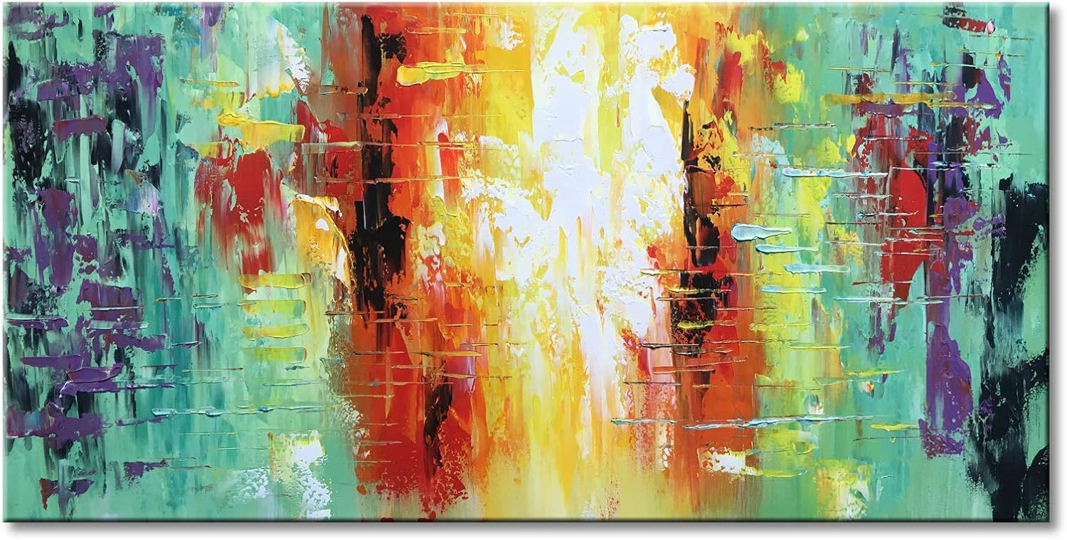 Paintings - Large Hand Painted Abstract Wall Art Modern Oil Painting on Canvas for Home Office Decoration
