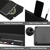 TOWON Desktop Glass Whiteboard with Wireless Charger Station White Black 34 x view 3