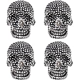 SUPERFINDINGS 4Pcs Gothic Skull Brooch Punk Skull Brooch Pins Antique Silver Punk Style Skeleton Head Breastpin Alloy Miniature Lapel Pin Halloween Skeleton Badge Pin for Cloths Bags Hats