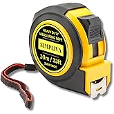 Simpliva 33ft 10m Heavy Duty Tape Measure - 1 Inch Wide - Stainless Steel Measuring Tape 10 Meter - Retractable Measurement T