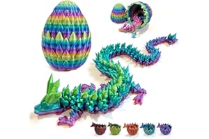 UTOSDAY 3D Printed Dragon Egg with Dragon Inside, Easter Eggs Articulated Mystery Crystal Dragon, Adults Fidget Toys fo for Autism/ADHD, Easter Basket Stuffers Desk Toys for Home Office Decor(Multilcolor)