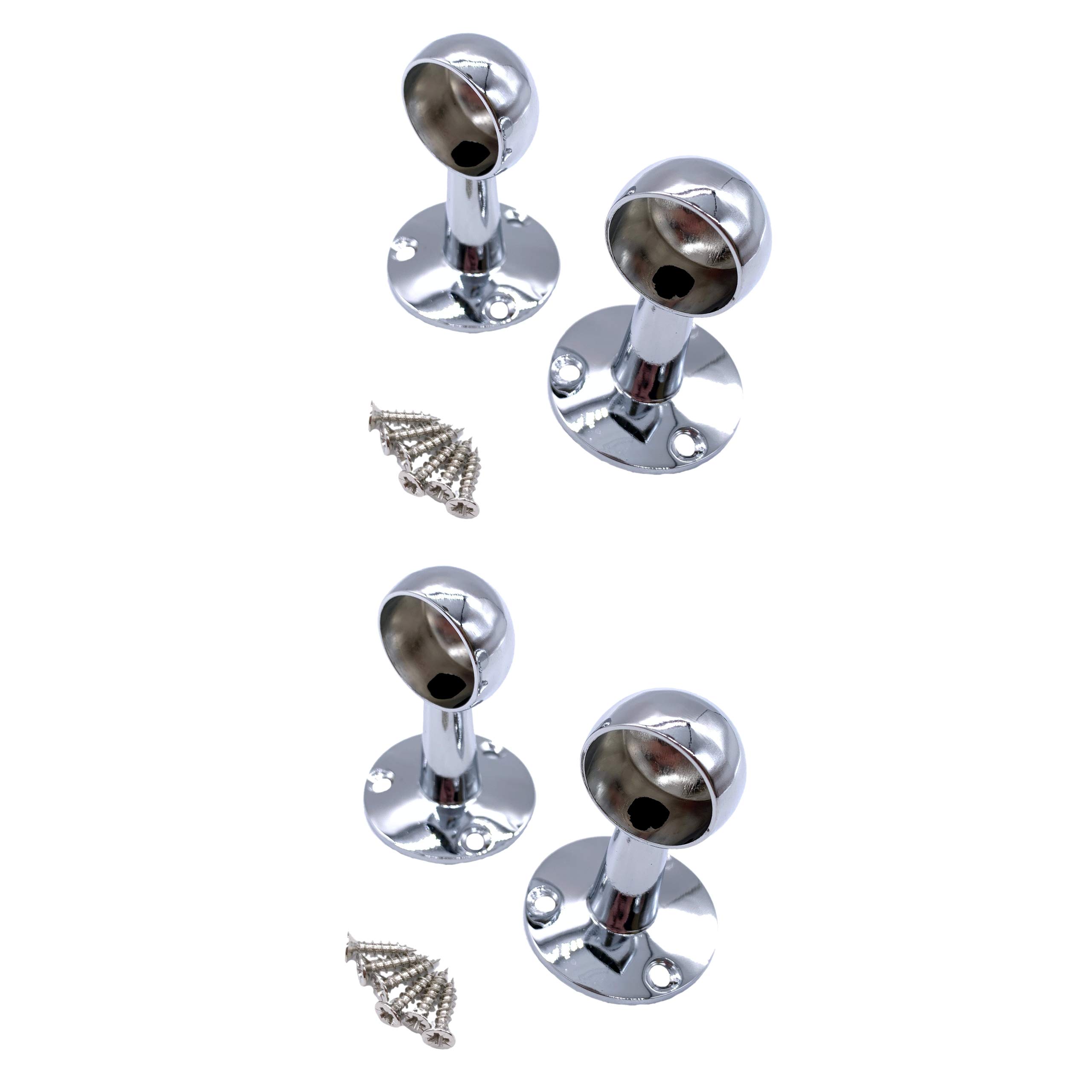 Wardrobe Rail Drop End Bracket Suit 25mm Diameter Rail Polished Chrome - Pack of 4