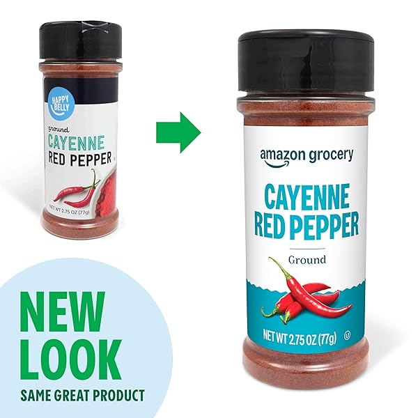 AMAZON GROCERY, GROUND CAYENNE RED PEPPER, 2.75 OZ (PREVIOUSLY HAPPY BELLY, PACKAGING MAY VARY)