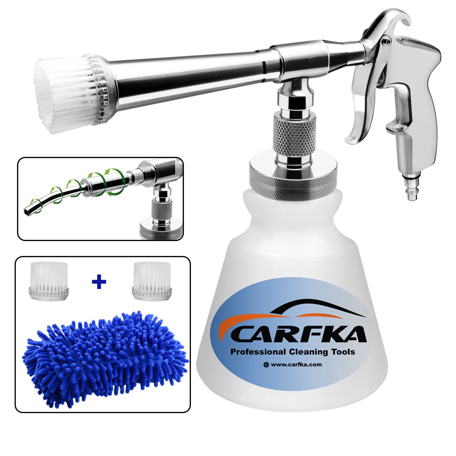 Car Cleaning Gun, CARFKA High Pressure Car Detailing Wash Gun 1L Foam Bottle Wash Spray Bottle Nozzle with Metal Spinner