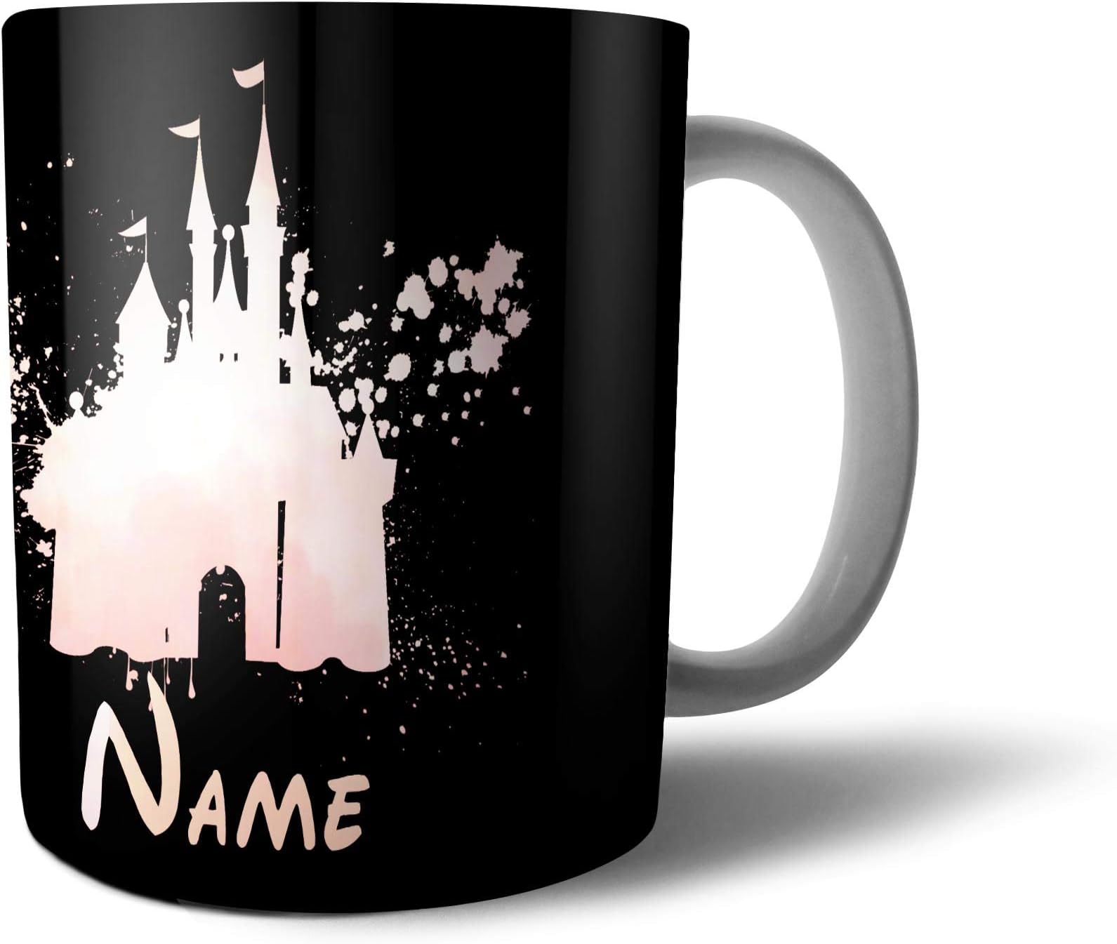 Personalised Name Initials Disney Castle Watercolor 10 oz Tea Coffee Mug Cup MugAT01P (10 OZ, Design 4)