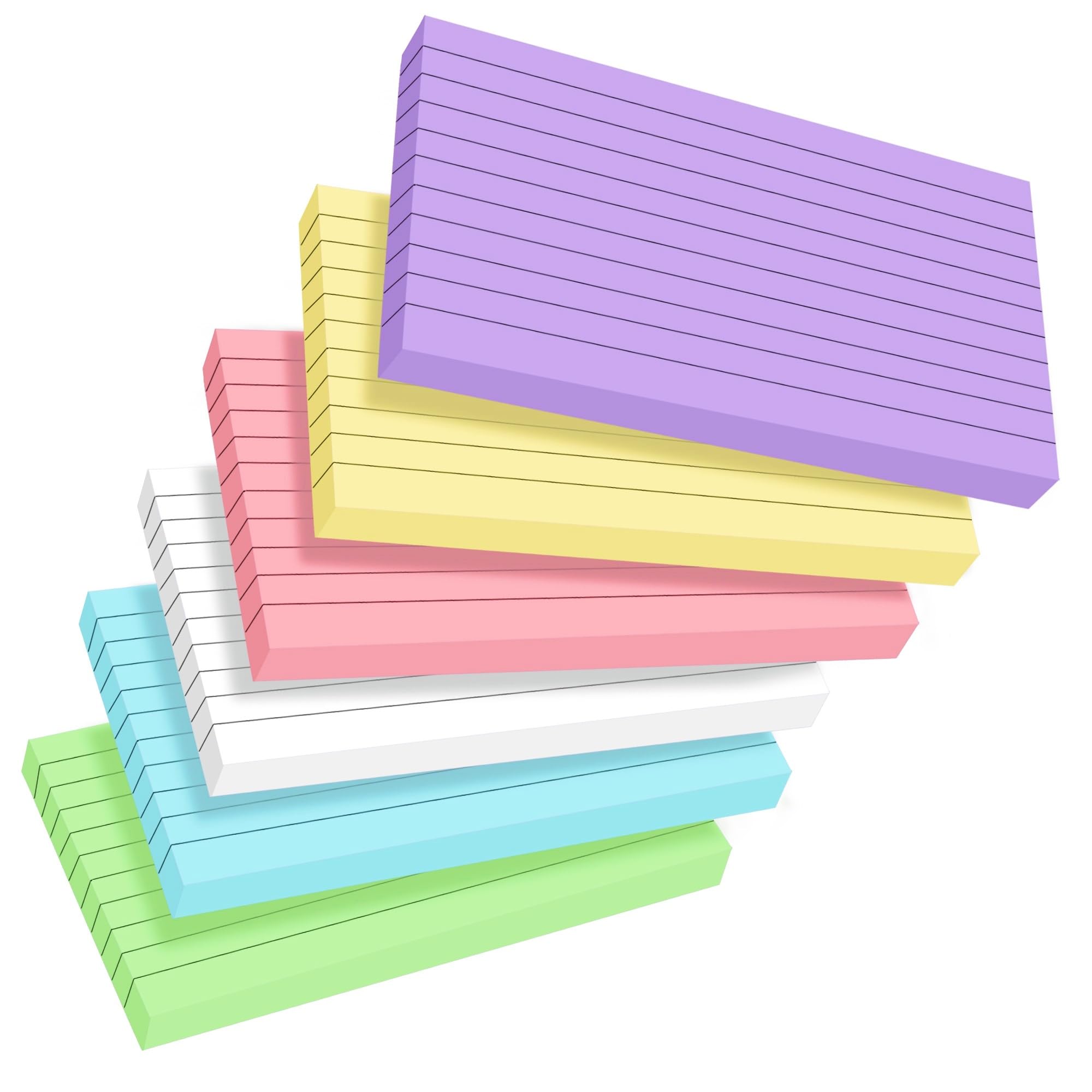 300Pcs Flash Cards 3x5 Record Cards 127 * 76mm Revision Cards Paper Lined Index Crads Assorted Colours for Office Working School Learning