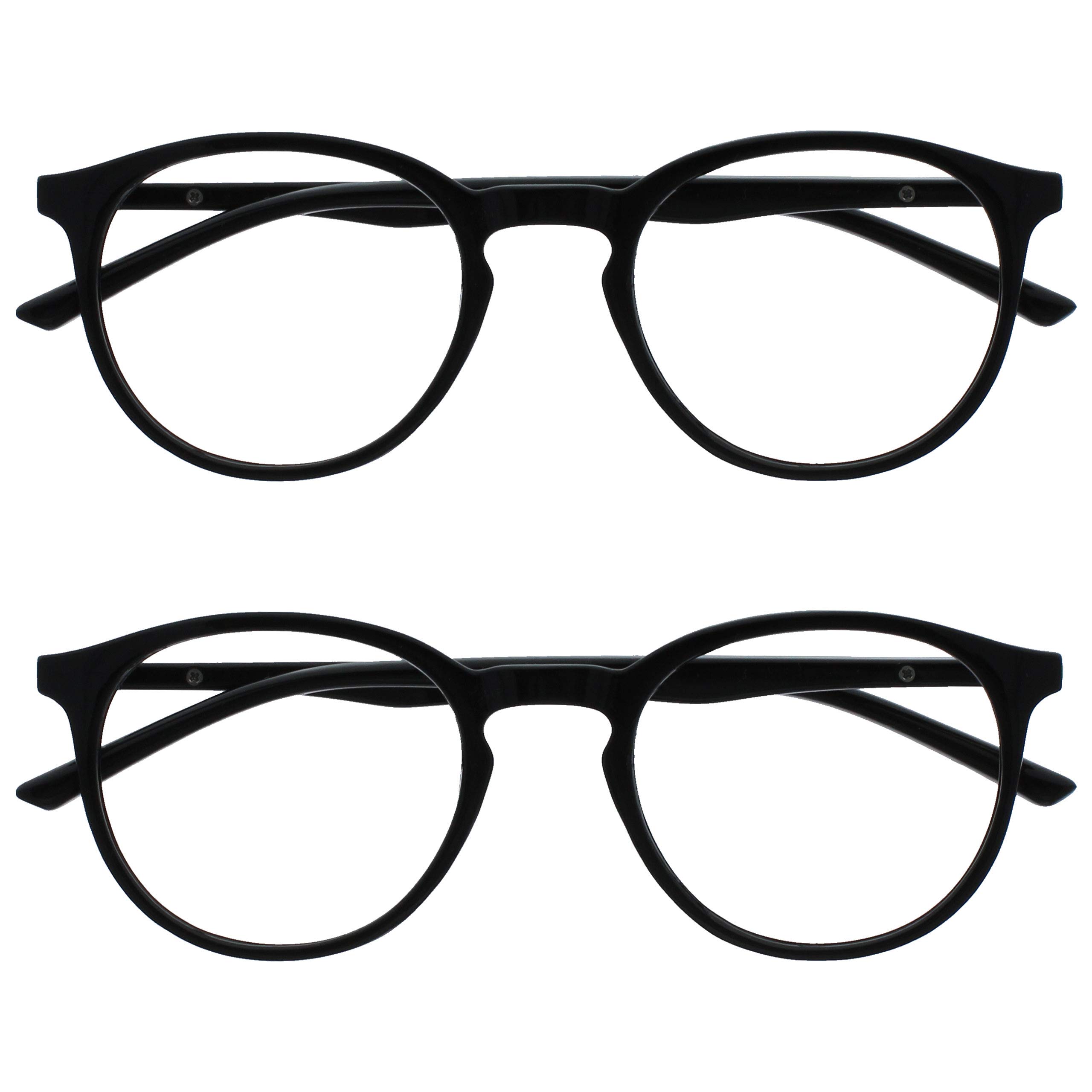 Photo 1 of OPULIZE MET Blue Light Blocking Reading Glasses for Women Men, Slim Round Frame with Scratch Resistant and Spring Hinges, Computer Glasses with Anti-Reflective, Black +0 (Pack of 2)