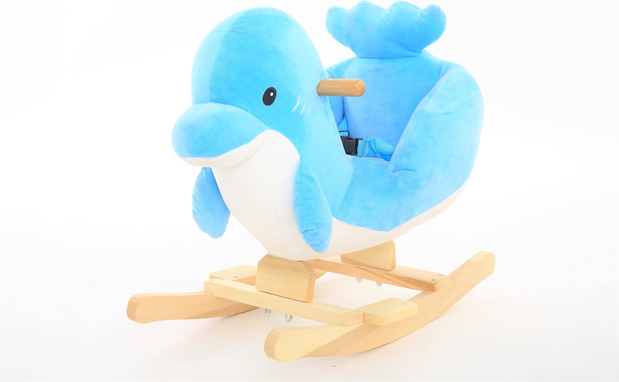 DanyBaby Ultra Soft Rocking Animal Ride On Plush Dolphin Chair Embroidered Words I Love My Baby!