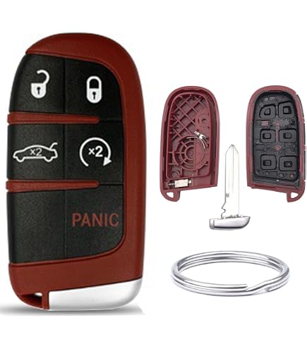 Red Replacement Key Fob Shell Case – 5-Button – For Chrysler Jeep Dodge (2011–2022) – 433MHz