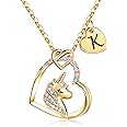 Hidepoo Easter Gifts for Girls - Colorful CZ Heart Pendant Initial Unicorn Necklaces for Girl Easter Basket Stuffers for Teens Little Girls Jewelry Birthday Gift